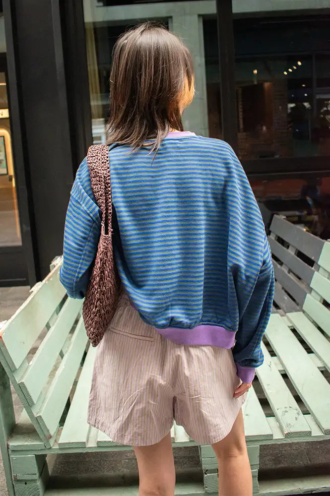 FRNCH Match Electric Blue Striped Sweatshirt