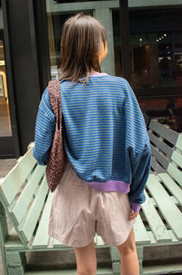 FRNCH Match Electric Blue Striped Sweatshirt