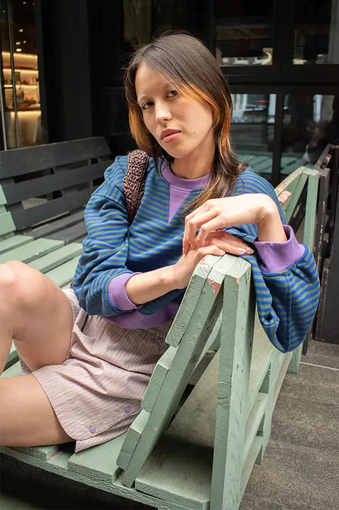 FRNCH Match Electric Blue Striped Sweatshirt
