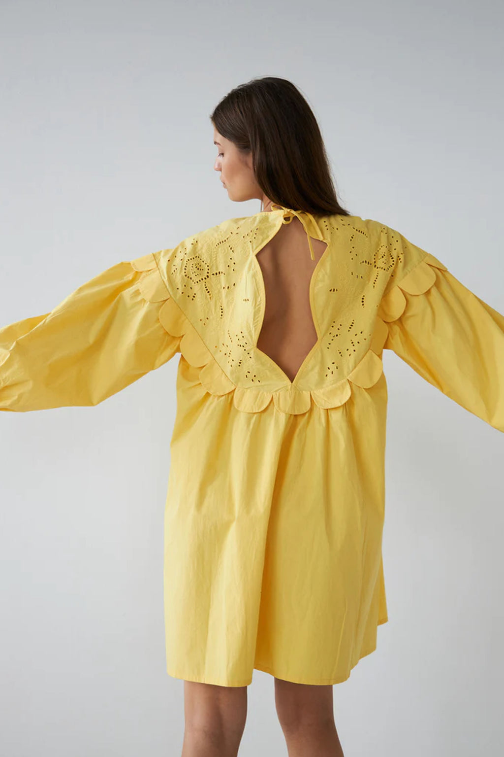 Stella Nova Embroidery Anglaise Sweet Yellow Mini Dress - The Mercantile London
