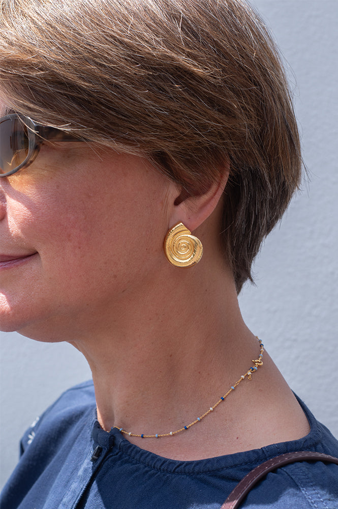 Lunar Large Shell Stud Earrings - The Mercantile London