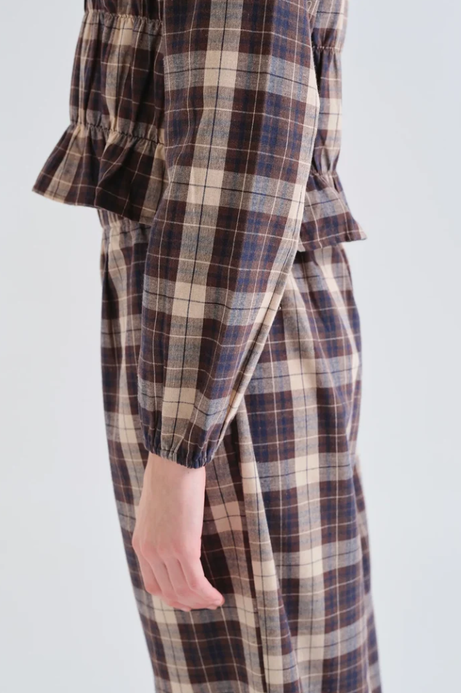 Compania Fantastica Brown Plaid Top
