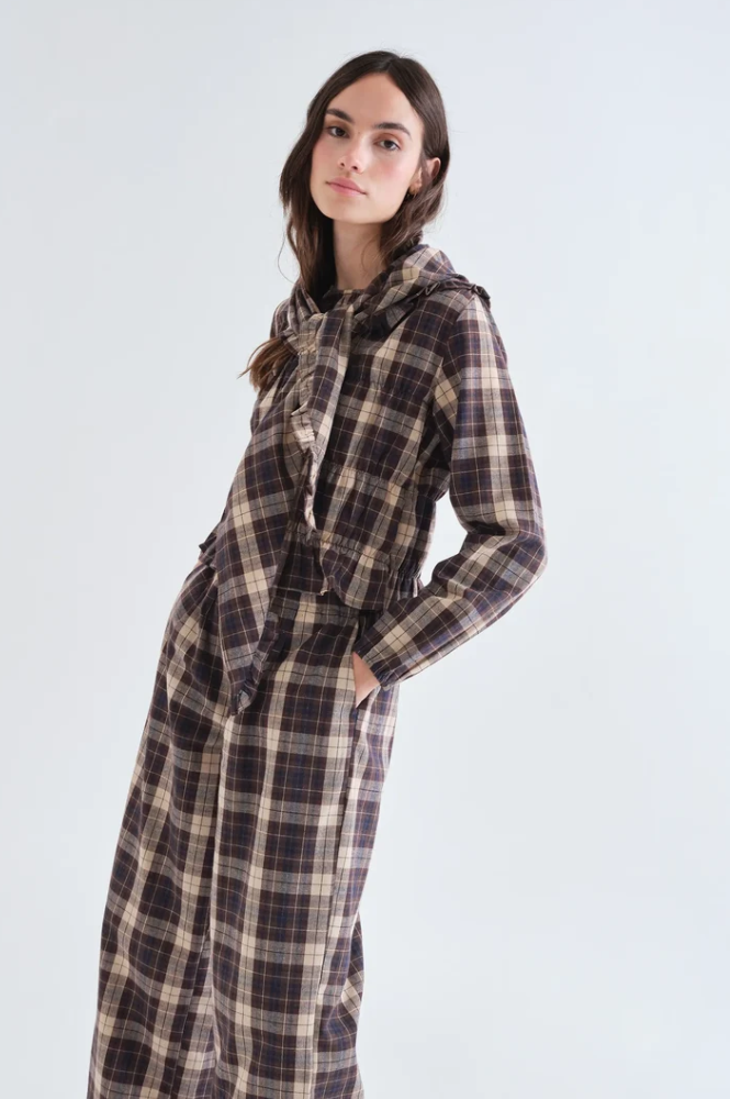 Compania Fantastica Brown Plaid Top
