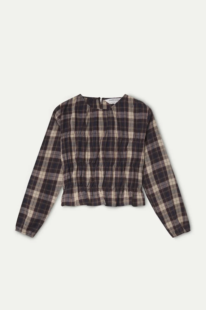 Compania Fantastica Brown Plaid Top