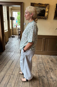 M.A.B.E Edie Green Floral Short Sleeve Blouse