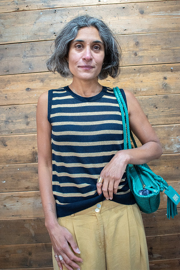 Nice Things Navy Stripe Knitted Tank Top - The Mercantile London