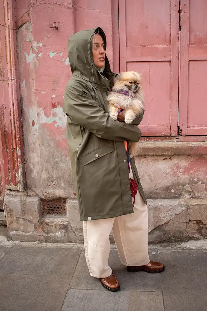 ICHI Tazi Kalamata Green Raincoat