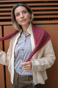 TBCo Berry Stripe Merino Triangle Scarf