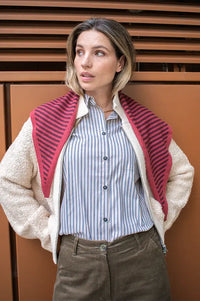 TBCo Berry Stripe Merino Triangle Scarf