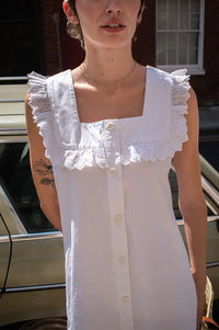 TBCo White Cotton Broderie Button Up Dress