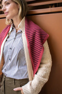 TBCo Berry Stripe Merino Triangle Scarf