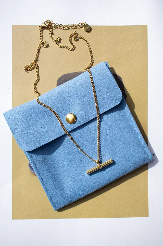 Ashiana London Ezra Gold T-Bar Necklace
