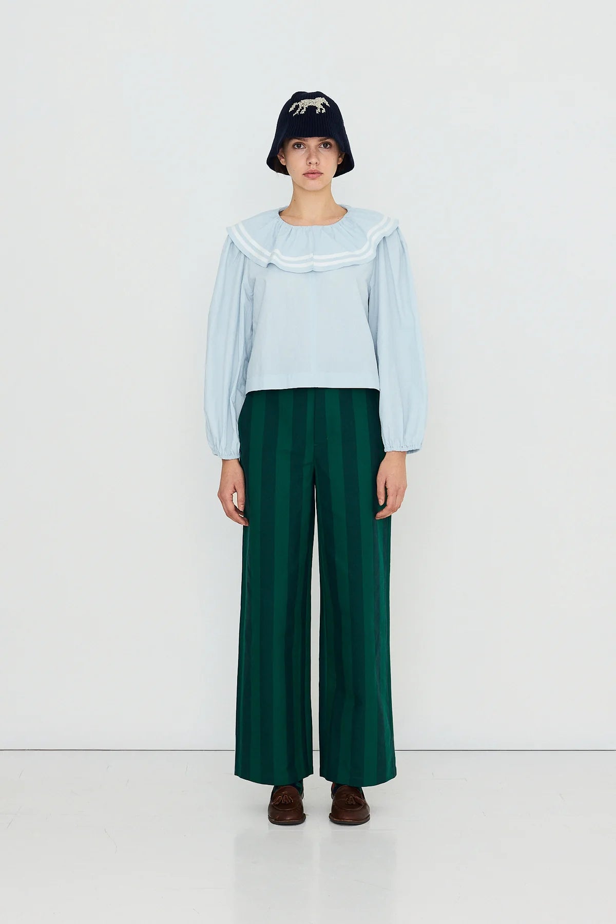 The Tiny Big Sister Puff Sleeves Pretty Blue Blouse