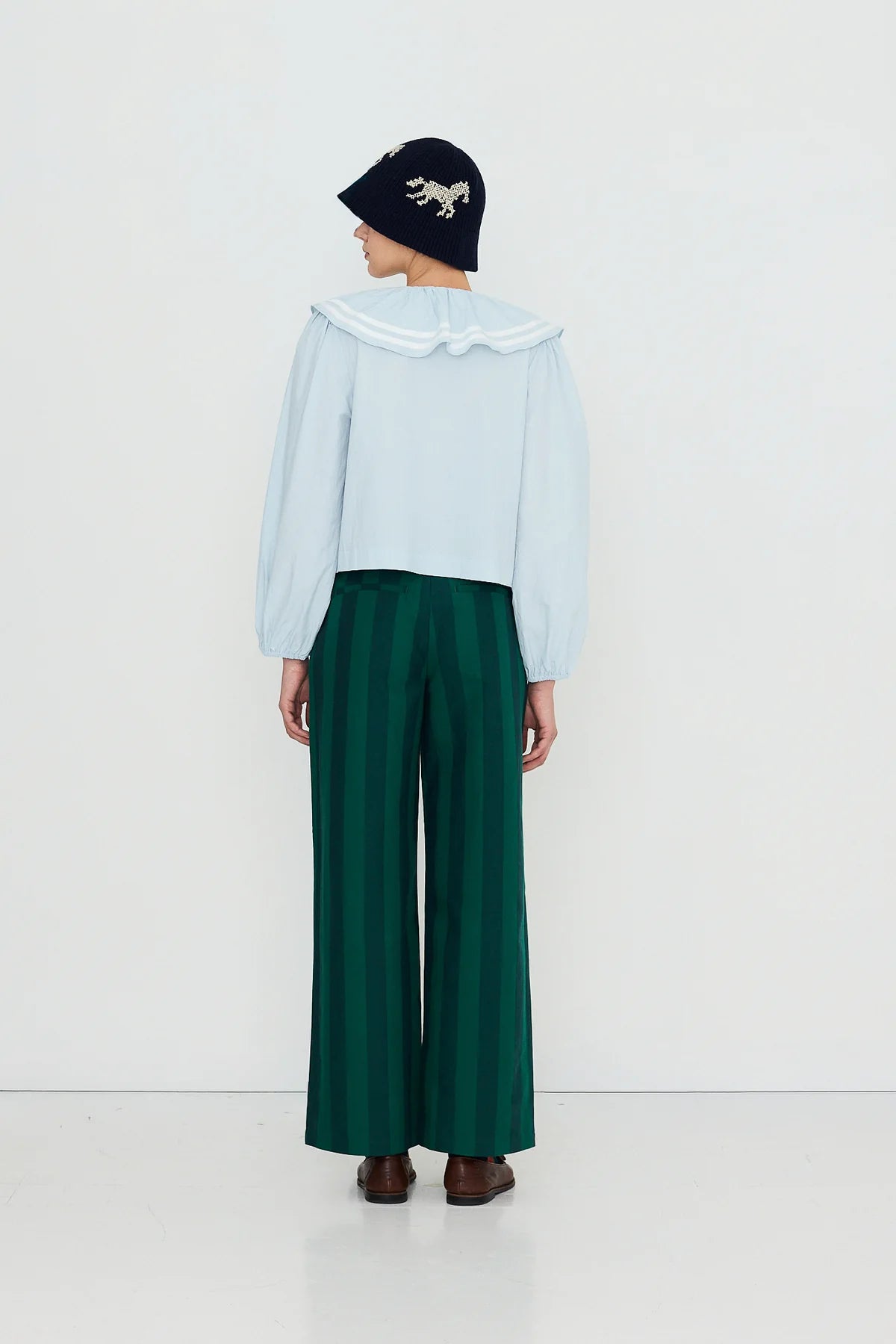 The Tiny Big Sister Puff Sleeves Pretty Blue Blouse