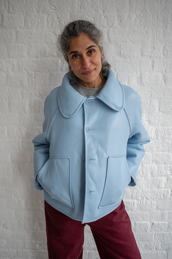 The Tiny Big Sister Denim Blue Faux Fur Reversible Jacket - The Mercantile London