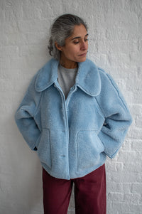 The Tiny Big Sister Denim Blue Faux Fur Reversible Jacket - The Mercantile London