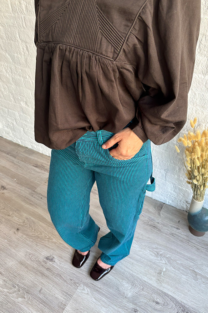 Stan Ray Blue & Teal Hickory Big Job Painter Trousers - The Mercantile London