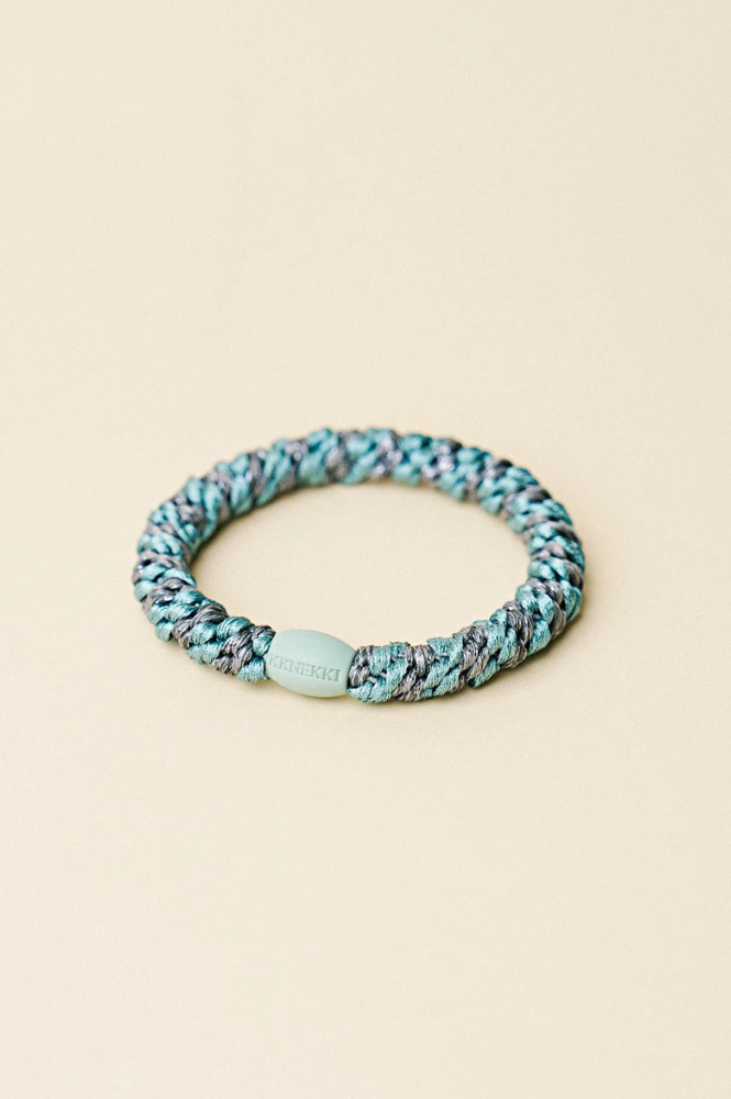 KKNEKKI Teal Steel Grey Glitter Hair Tie - The Mercantile London