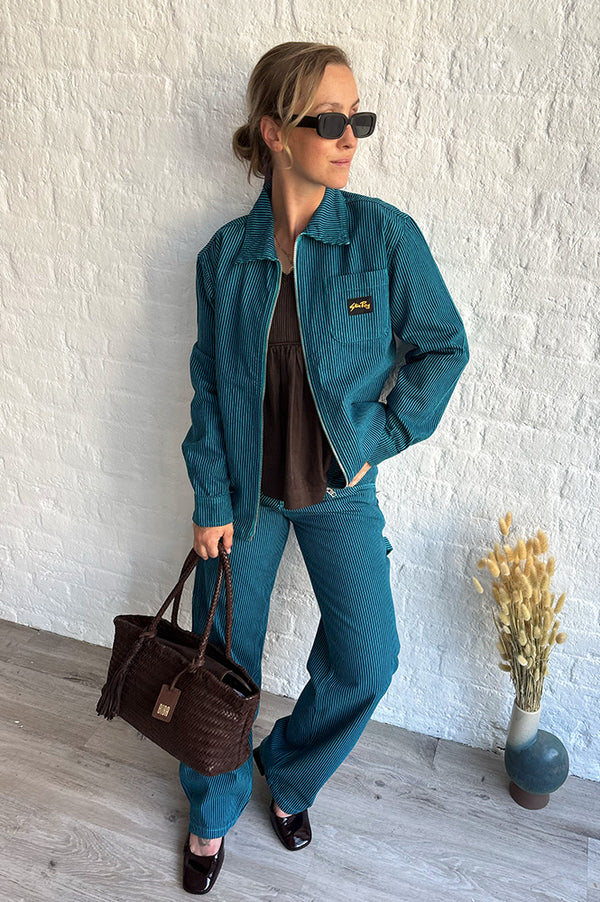 Stan Ray Blue & Teal Hickory Big Job Painter Trousers - The Mercantile London