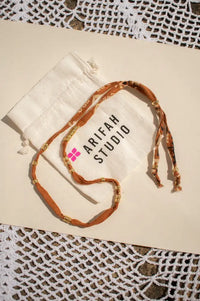 Arifah Studio Rust Brown Bandana & Bronze Necklace