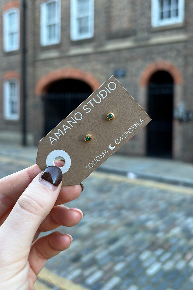Amano Terra Stud Emerald Green Earrings