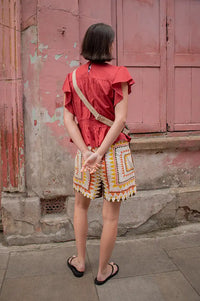 An'ge Rivilane Picoty Olive Shorts - The Mercantile London