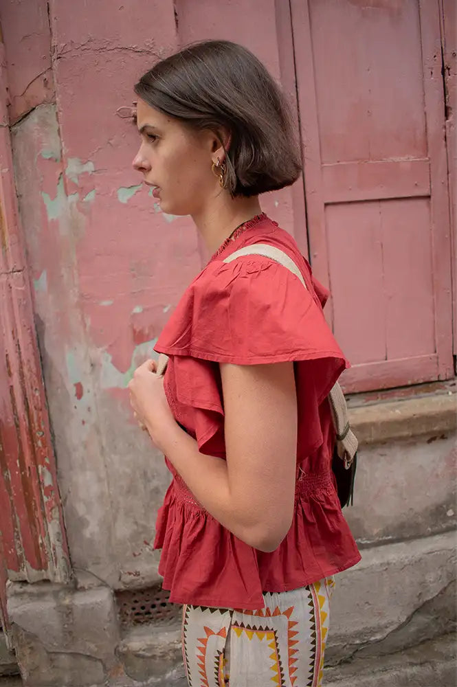 An'ge Salekina Terracotta Blouse - The Mercantile London