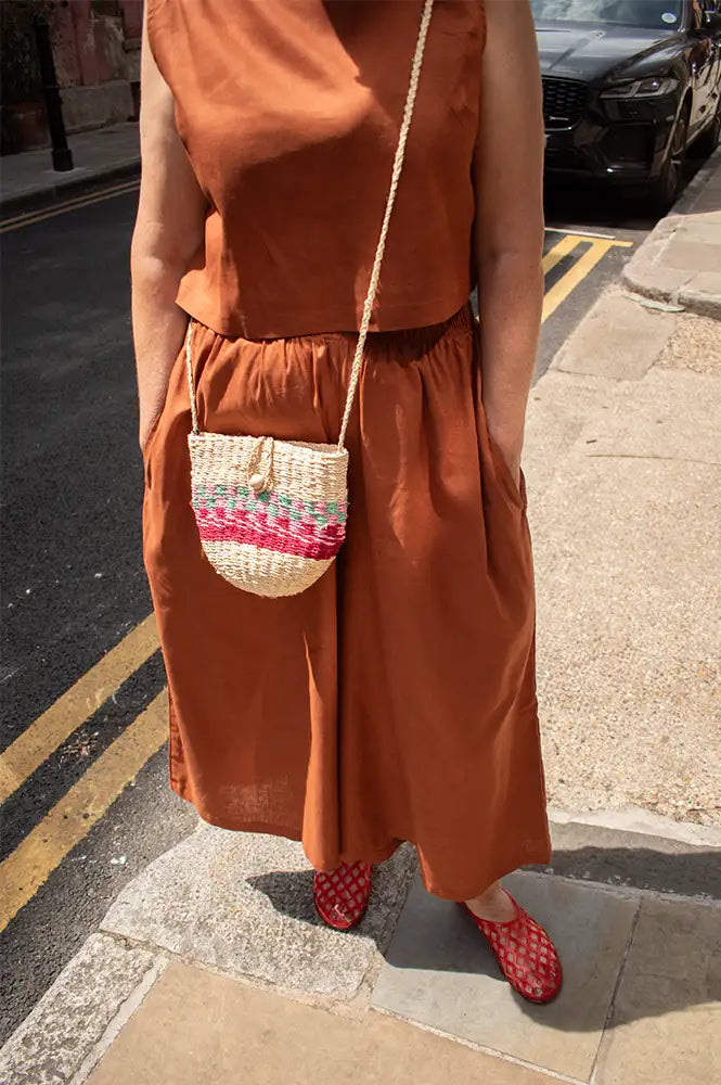 Artisans Of Humanity Rust Cropped Linen Culottes