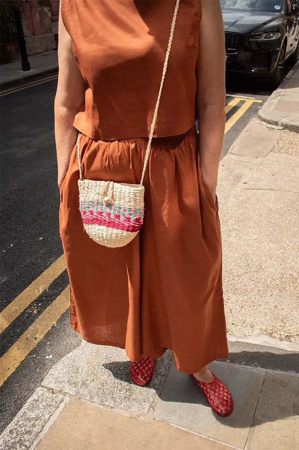 Artisans Of Humanity Rust Cropped Linen Culottes