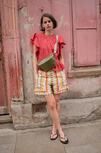 An'ge Rivilane Picoty Olive Shorts - The Mercantile London