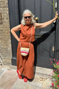 Artisans Of Humanity Rust Cropped Linen Culottes