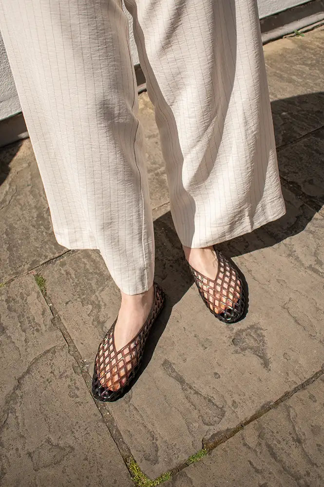 Cocci Tess Anthracite Woven Jelly Flats - The Mercantile London