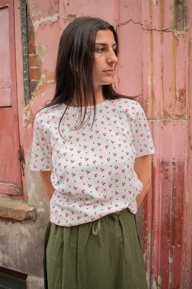 Fransa Tess Cherry Print T-Shirt - The Mercantile London