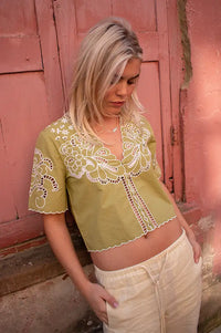 Petite Mendigote Theo Matcha Openwork Top - The Mercantile London