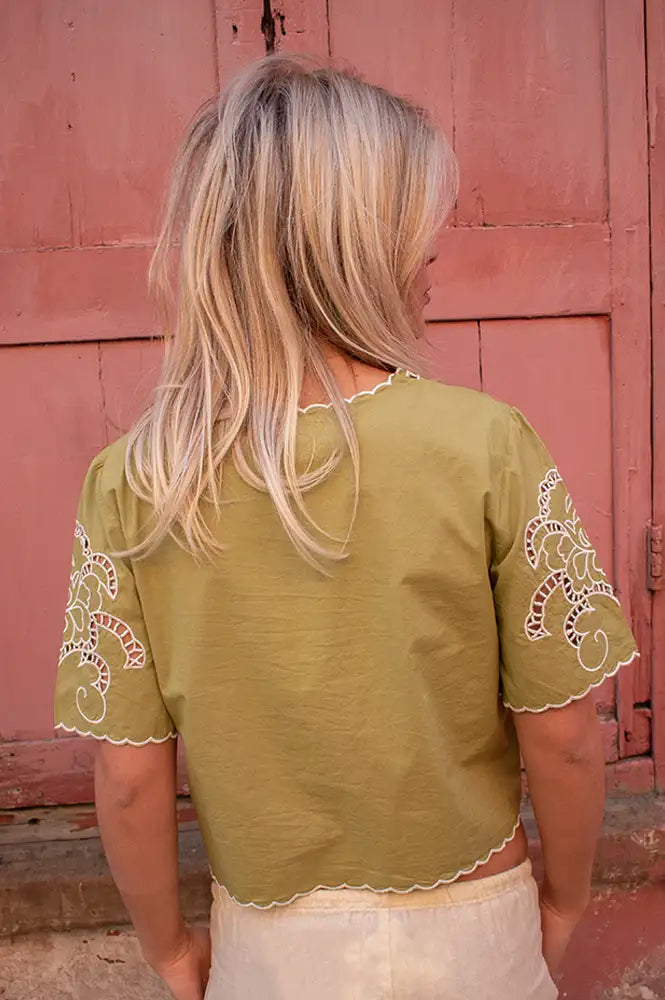 Petite Mendigote Theo Matcha Openwork Top - The Mercantile London