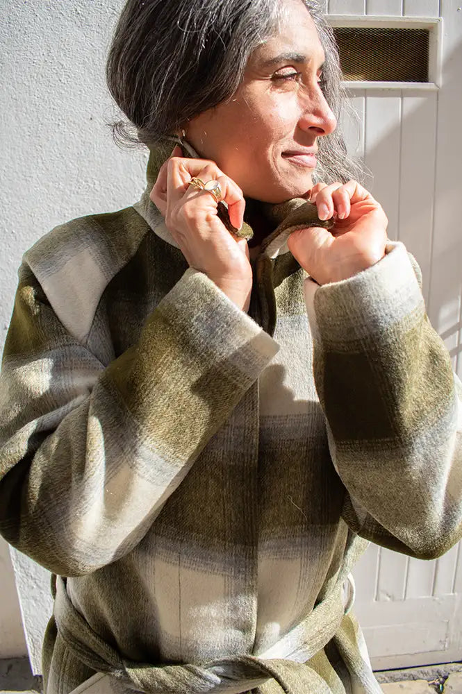 Thinking Mu Green Checks Lise Jacket