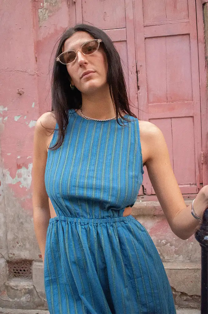 Thinking Mu Kin Windsor Stripes Dress - The Mercantile London