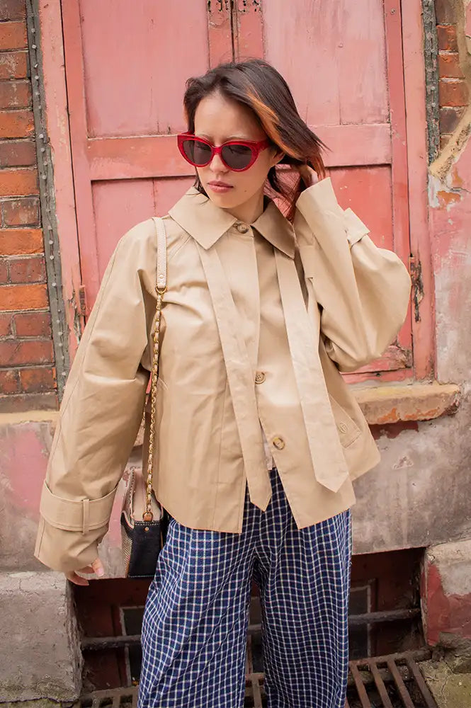 FRNCH Nerina Beige Shirt Jacket - The Mercantile London