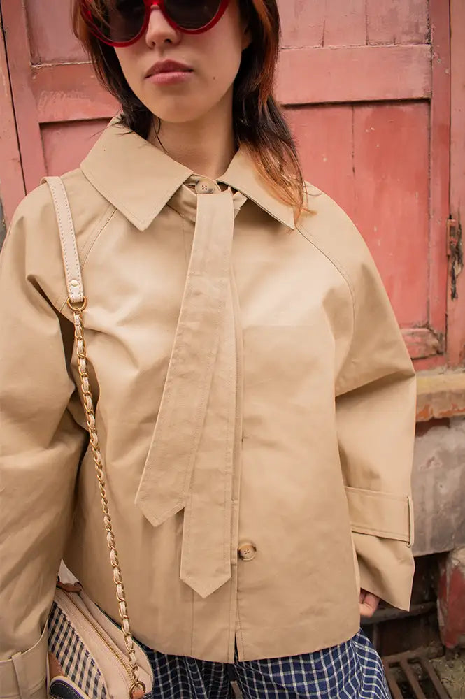 FRNCH Nerina Beige Shirt Jacket - The Mercantile London