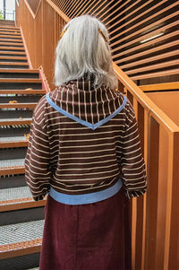 FRNCH Kastro Brown Striped Scarf And Cardigan Set