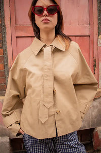 FRNCH Nerina Beige Shirt Jacket - The Mercantile London