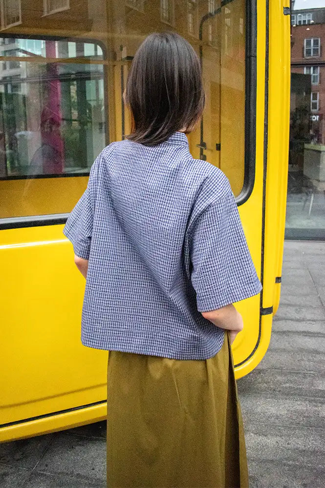 FRNCH Naomi Marine Blue Check Shirt