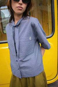 FRNCH Naomi Marine Blue Check Shirt