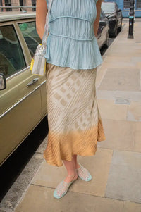 Rabens Saloner Elmi Cognac Ombre Ikat Bias Skirt - The Mercantile London