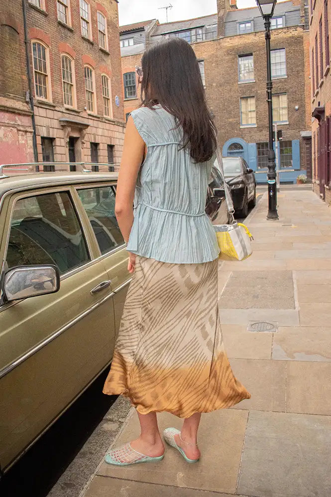 Rabens Saloner Elmi Cognac Ombre Ikat Bias Skirt - The Mercantile London