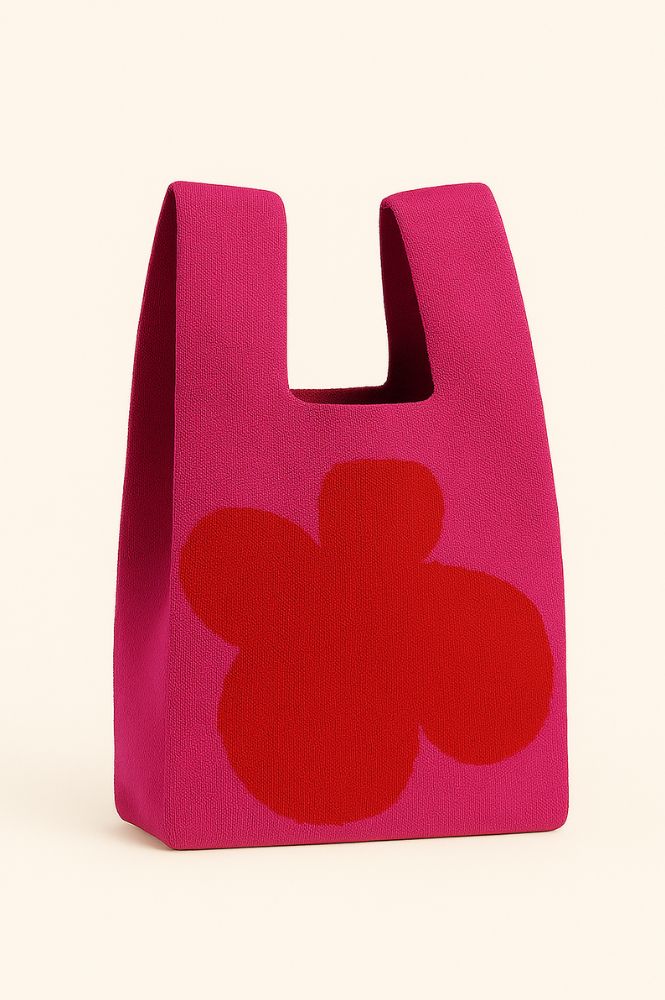 Tokeii Pop Petal Collection Red Knitted Bag - The Mercantile London