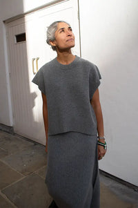 Object Tone Medium Grey Knitted Top