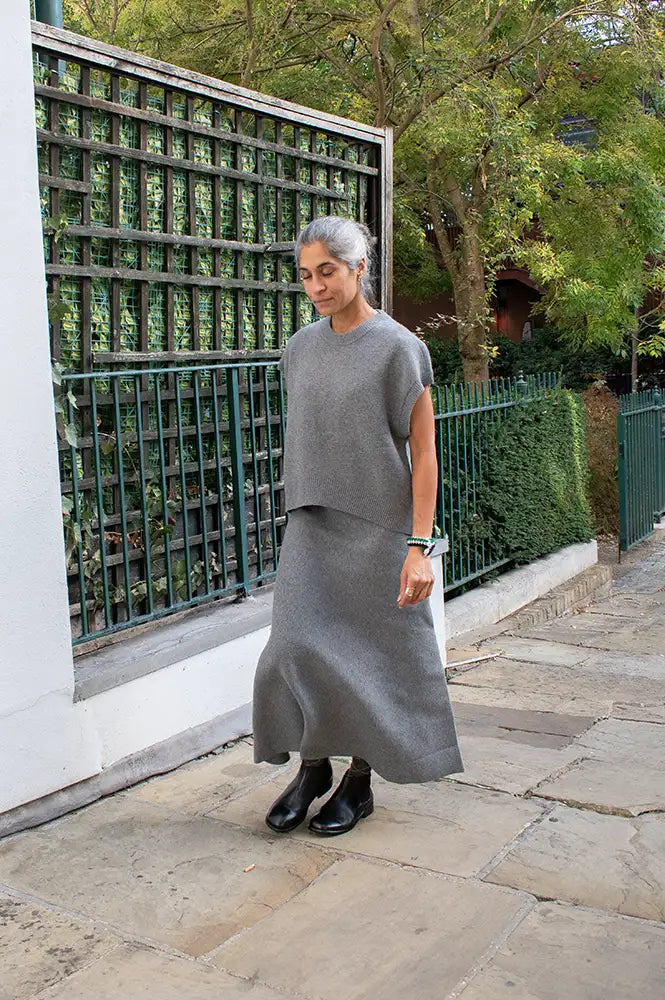 Object Tone Medium Grey Knitted Skirt