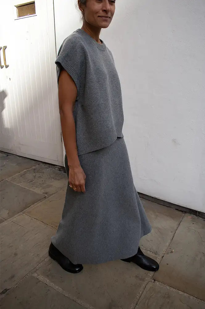 Object Tone Medium Grey Knitted Skirt
