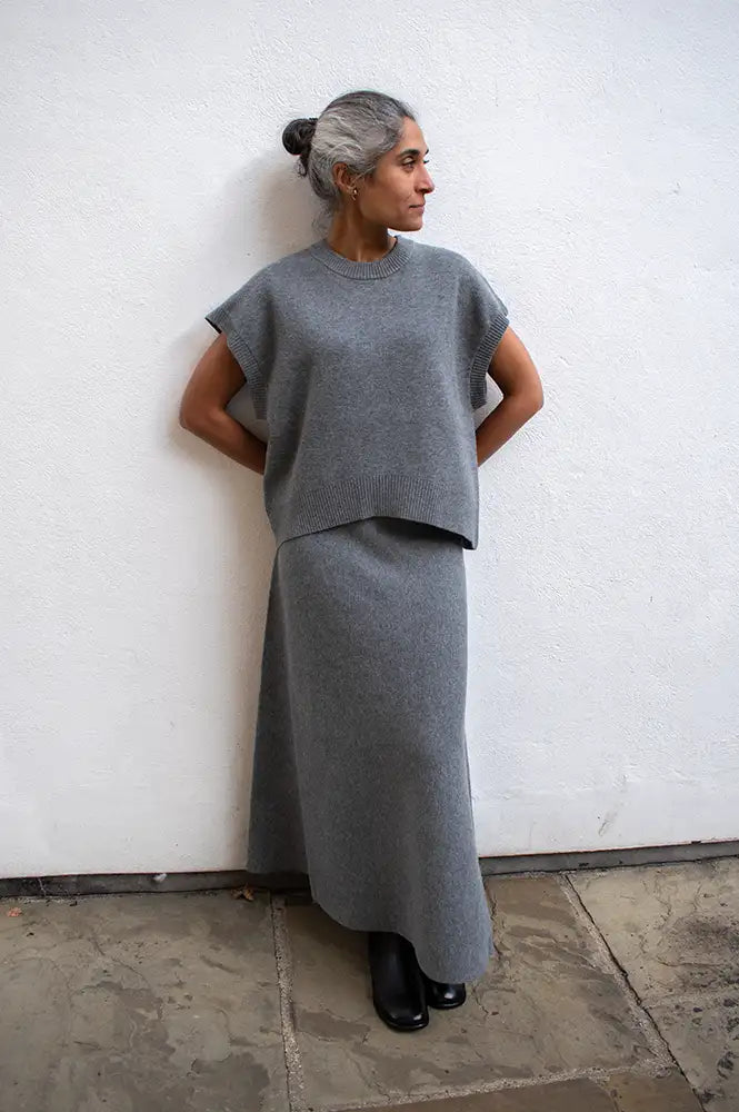 Object Tone Medium Grey Knitted Top